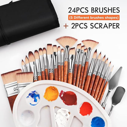 26pcs Paint Brush Set, Fuumuui Professional Acrylic Paint Brushes Complete - Image 5