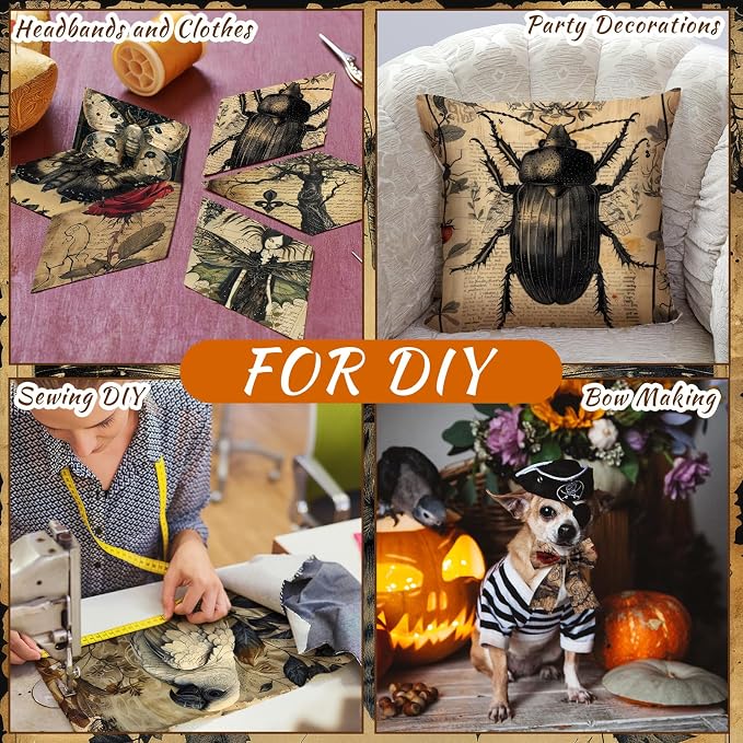 Ganeen 60 Pcs 10 x 10 Inch Vintage Halloween Quilting Fabric Squares Retro - Image 4