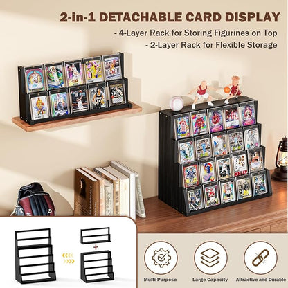 Emfogo Card Display Stand, 6-Tier Trading Card Display, Wood Detachable Graded - Image 5