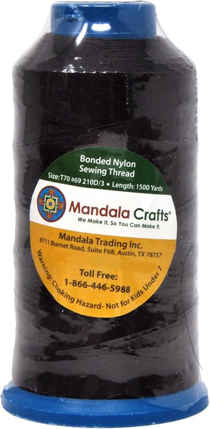 Mandala Crafts Bonded Nylon Thread Dark Brown Heavy Duty Sewing Threads - Image 2