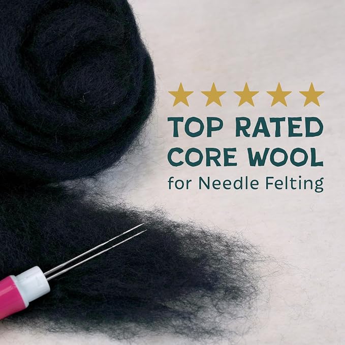 Woolbuddy Needle Felting Wool – 8oz Chunky Wool Roving in Black, Felting Wool - Image 4