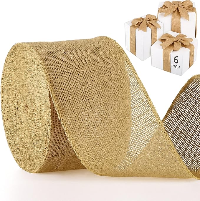 Chuangdi 20 Yard 6 Inches Burlap Ribbon Wide Jute Ribbon Natural Burlap Fabric by Chuangdi