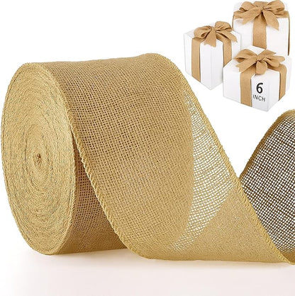 Chuangdi 20 Yard 6 Inches Burlap Ribbon Wide Jute Ribbon Natural Burlap Fabric by Chuangdi