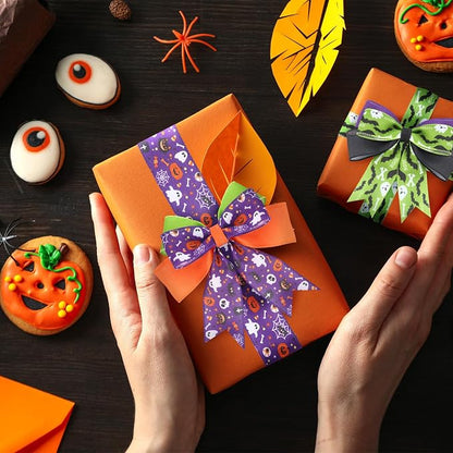12 Rolls Halloween Wired Edge Ribbon - Image 3