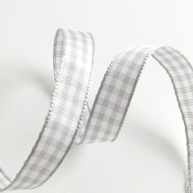 Gray Gingham Plaid Checked Ribbon 25 Yards Each Roll 100% Polyester - Image 9