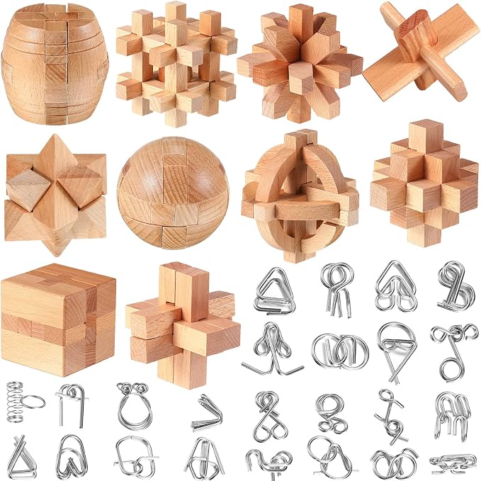 34 Pcs Metal Brain Teaser Puzzles by Tuanse