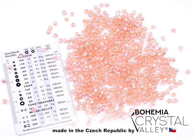 1.8oz Faceted Fire Polished Pressed Czech Glass Beads 4mm, 70120-28701 Pink - Image 2