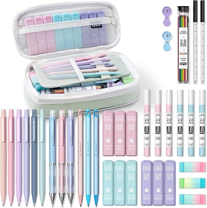 Four Candies 36PCS Aesthetic School Supplies, Mechanical Pencil Set 0.5mm by FourCandies
