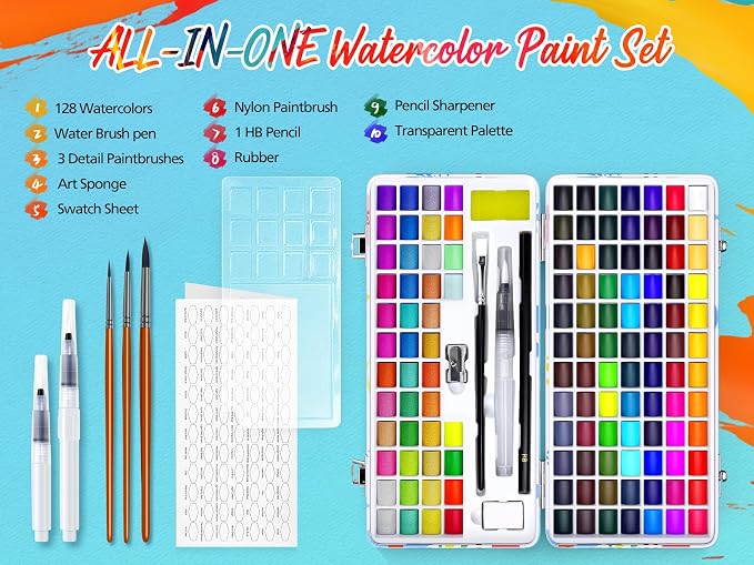 Caliart Watercolor Paint Set, 128 Colors - Image 4