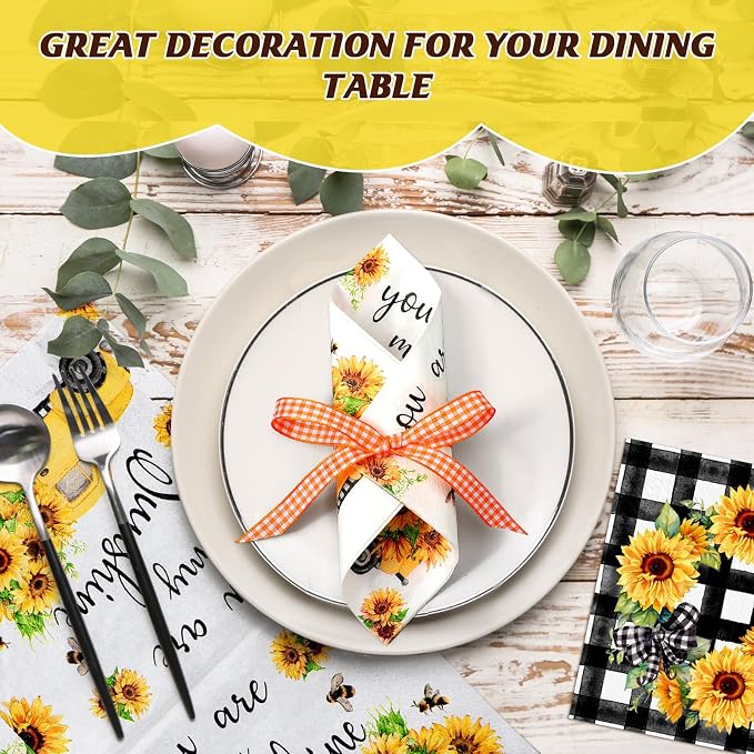 Fulmoon 200 Pieces Summer Sunflower Cocktail Napkins Disposable Floral Dessert - Image 5