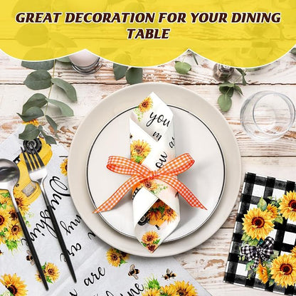 Fulmoon 200 Pieces Summer Sunflower Cocktail Napkins Disposable Floral Dessert - Image 5