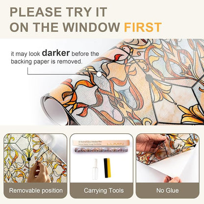 3D Stained Glass Window Privacy Film, Heat Control UV Blocking Static Cling - Image 8