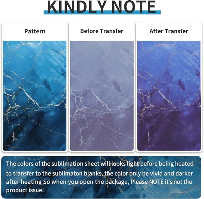 Sublimation Transfer Sheets for Heat Press Machine, 12x12 Inch Blue Marble - Image 6