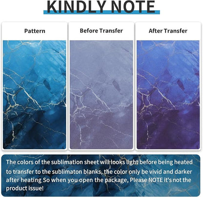 Sublimation Transfer Sheets for Heat Press Machine, 12x12 Inch Blue Marble - Image 6