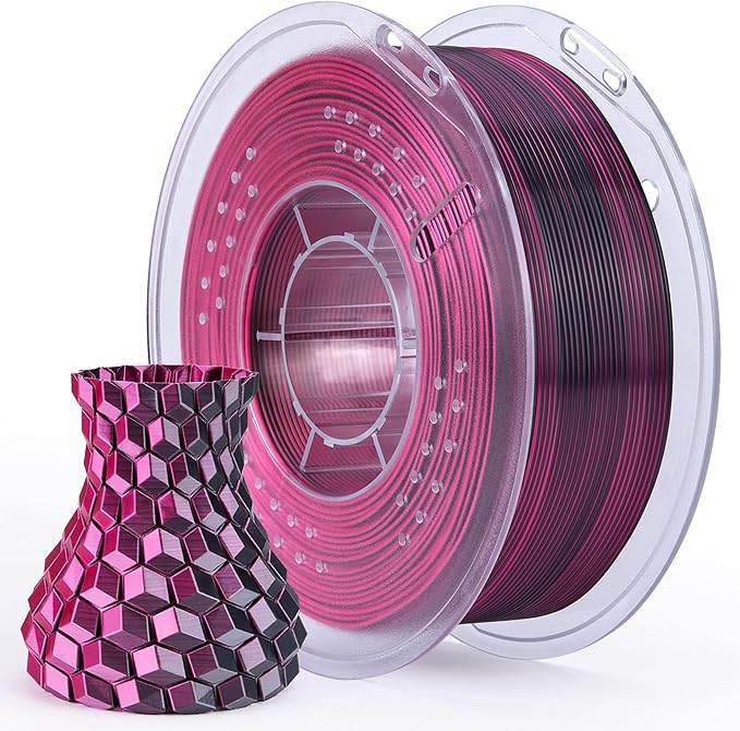 ELEGOO Silk PLA Filament 1.75mm Dual Color Black Red 1KG, Shiny 3D Printer by ELEGOO