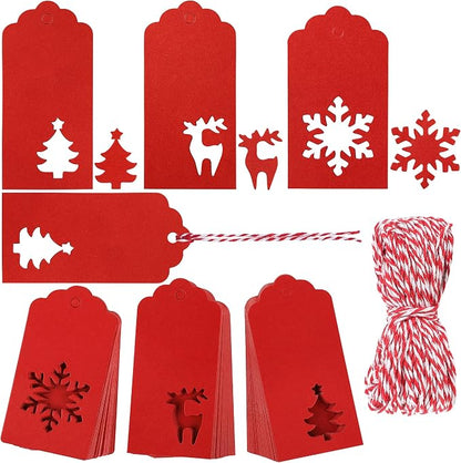 Aneco 150 Pieces Christmas Paper Gift Tags Red Kraft Tags Hang Labels Christmas by Aneco