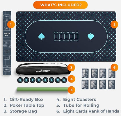 Newverest Poker Table Top 70" x 35", Texas Hold'em Poker Mat - Image 7