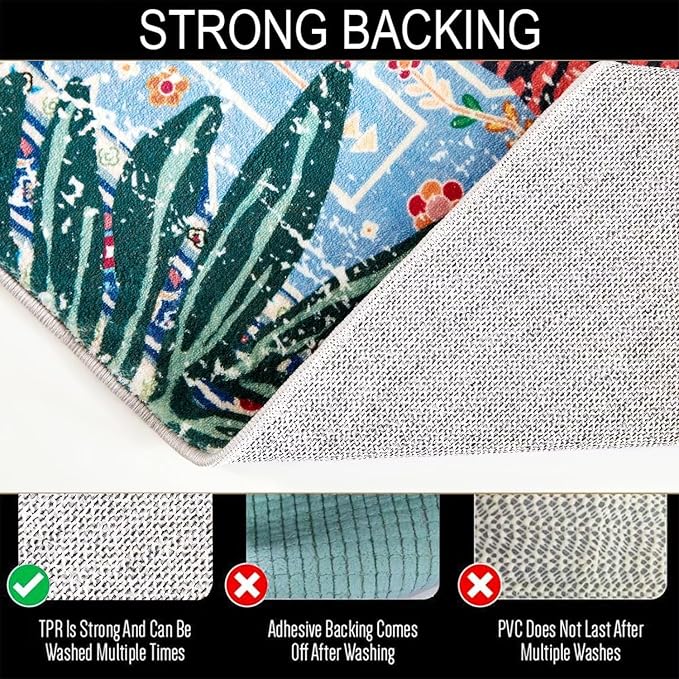 Tropical Jungle Rugs, 2x3 Faux Wool Botanical Boho Throw Rugs - Image 6