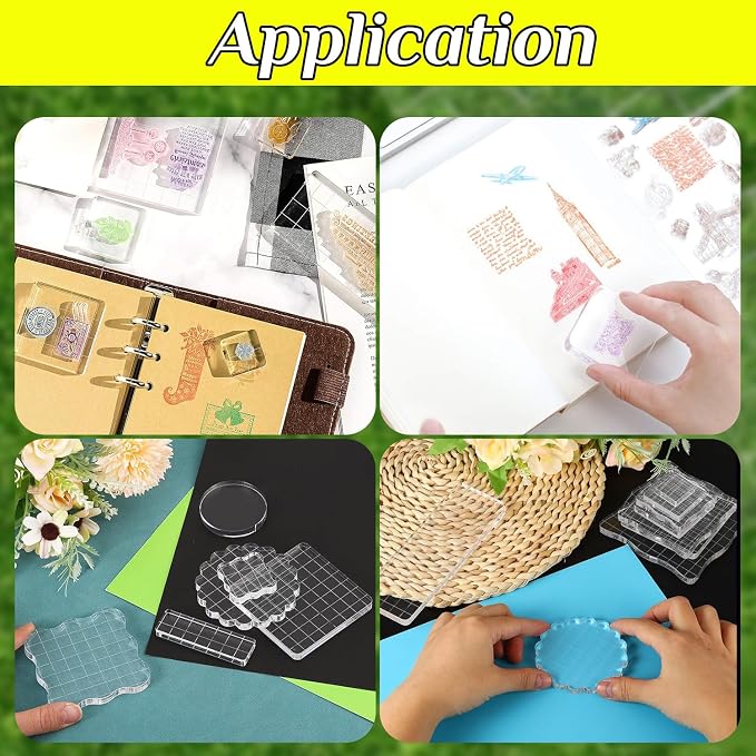 3 Pieces Acrylic Stamp Blocks Set, Sector Clear Stamping Blocks Tools Set - Image 5