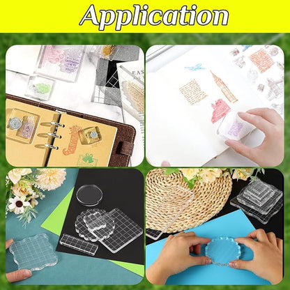 3 Pieces Acrylic Stamp Blocks Set, Sector Clear Stamping Blocks Tools Set - Image 5