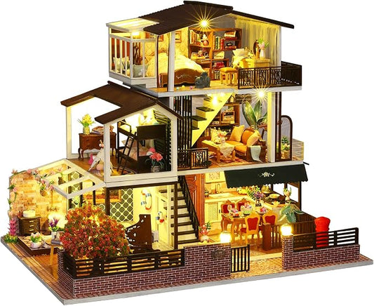 Spilay Dollhouse DIY Miniature Wooden Furniture Kit, Mini Handmade Big Castle by SpilayDIYDollhouseMiniature