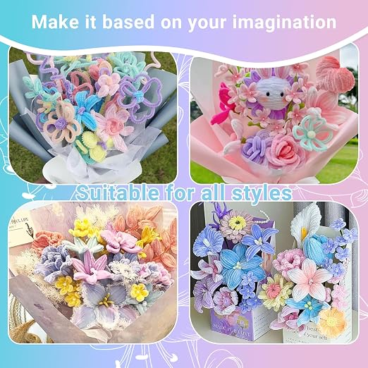 400 Pcs Pipe Cleaners Craft Kit and Craft Supplies Set, 4 Colors Chenille Stems - Image 5