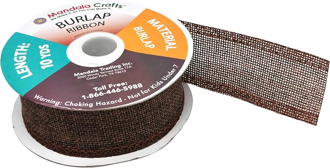 Mandala Crafts Brown Burlap Ribbon 1.5 Inches Wide Jute Ribbons - Image 4
