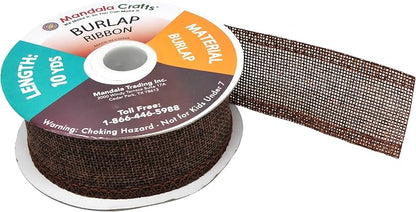 Mandala Crafts Brown Burlap Ribbon 1.5 Inches Wide Jute Ribbons - Image 4