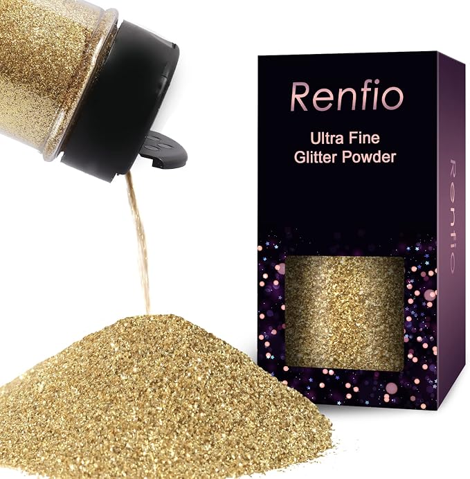 Renfio Ultra Fine Glitter Powder Metallic Resin Glitter 2.11 Oz PET Flakes by Renfio