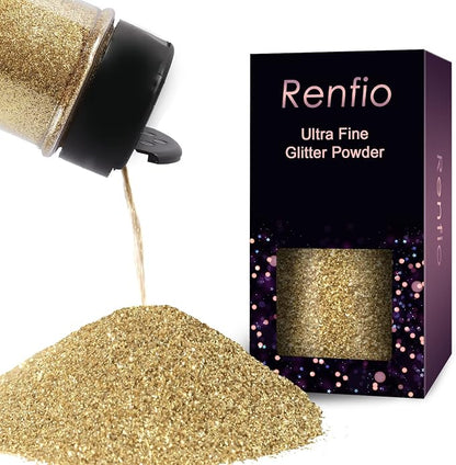 Renfio Ultra Fine Glitter Powder Metallic Resin Glitter 2.11 Oz PET Flakes by Renfio