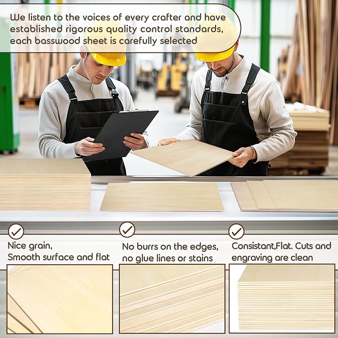 12 Pack 12x18x1/8 Inch Basswood Sheets, MAPRIAL Smooth 3mm Plywood - Image 3