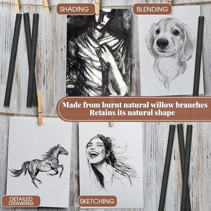 Gueevin 25 Pcs Willow Charcoal Sticks, Willow Charcoal, and Fine Art Christmas - Image 3