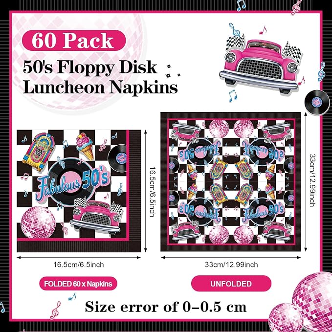 60 Pcs 50s Cocktail Paper Napkins 6.5 x 6.5 Inches Disposable Paper Napkins - Image 2