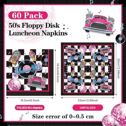 60 Pcs 50s Cocktail Paper Napkins 6.5 x 6.5 Inches Disposable Paper Napkins - Image 2