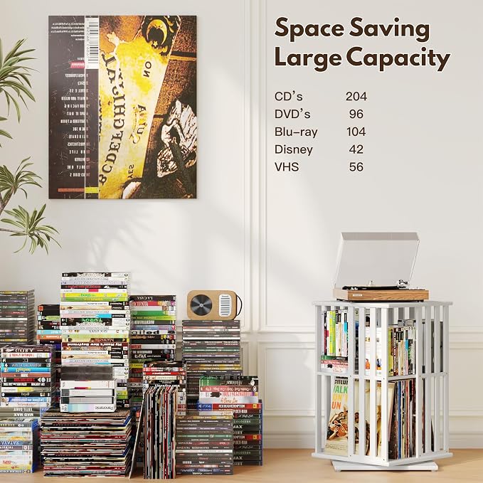 XIMN 360° Rotating Bamboo CD/DVD Shelf - Image 6