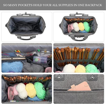 Knitting Bag Backpack Yarn Storage Organizer Travel Bag - Image 4