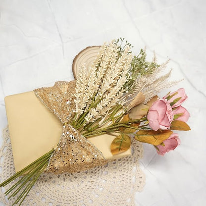 CT CRAFT LLC Sparkling Glitter Mesh Wired Ribbon 4" x 10 Yards Champagne Gold - Image 5
