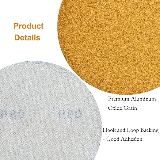 6-Inch No-Hole Hook and Loop Sanding Discs 80-Grit, Random Orbital Sandpaper - Image 5