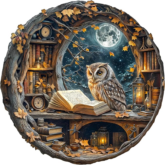 Wooden Puzzles for Adults, Moonlit Owl Puzzles, Wood Adult Puzzle, Birthday by wudhank