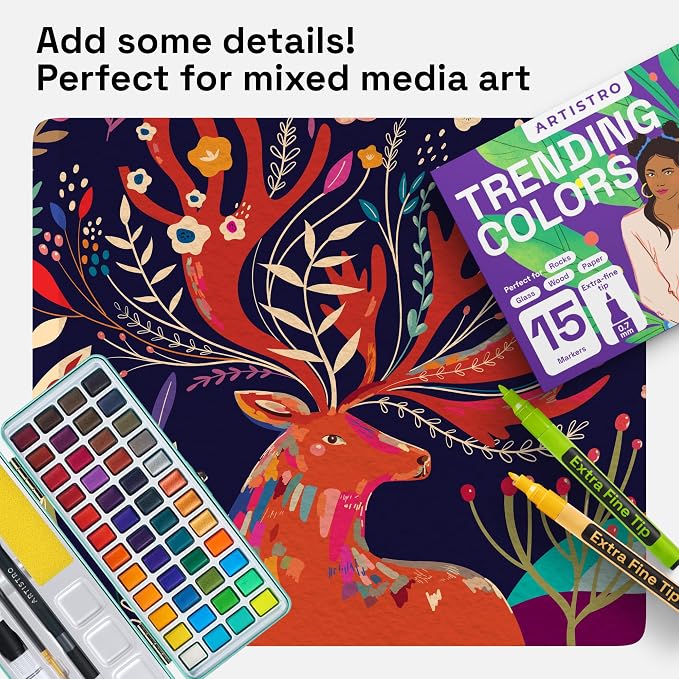 ARTISTRO 15 Acrylic Paint Pens, Art Set Acrylic Paint Markers, Fabric Markers - Image 7