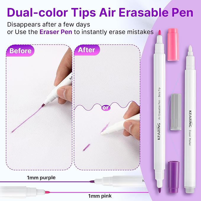 Fabric Markers for Sewing, Includes 2 Water Soluble Fabric Marker 2 Air - Image 3