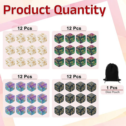 uxcell 48Pcs Magic Dice Counters, Acrylic D6 Life Token Dice Set - Image 3