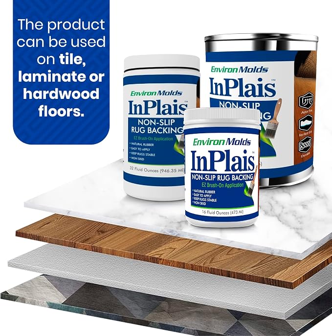 InPlais Non-Slip Area Rug Backing 1-Gallon Fabric & Floor Safe Latex Layer | - Image 7