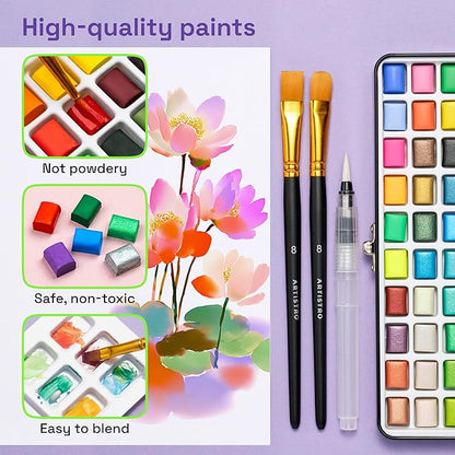 ARTISTRO 100 Watercolor Paint Set, Vivid Colors in Portable Box, Palette set. - Image 5