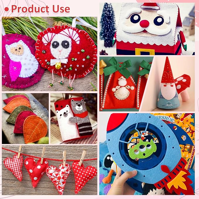 XSEINO 13 Rolls 8"x35" 1.4mm Thick Soft Felt Fabric Sheet 13 Assorted Red - Image 6