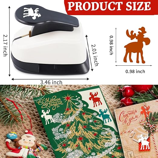 1 inch Christmas Punch for Craft, Deer Paper Punch for Paper Crafting, - Image 5