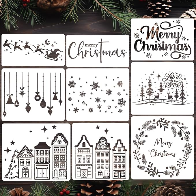 Christmas Stencils for Crafts Reusable Christmas Window Stencil Xmas Village by zosylley