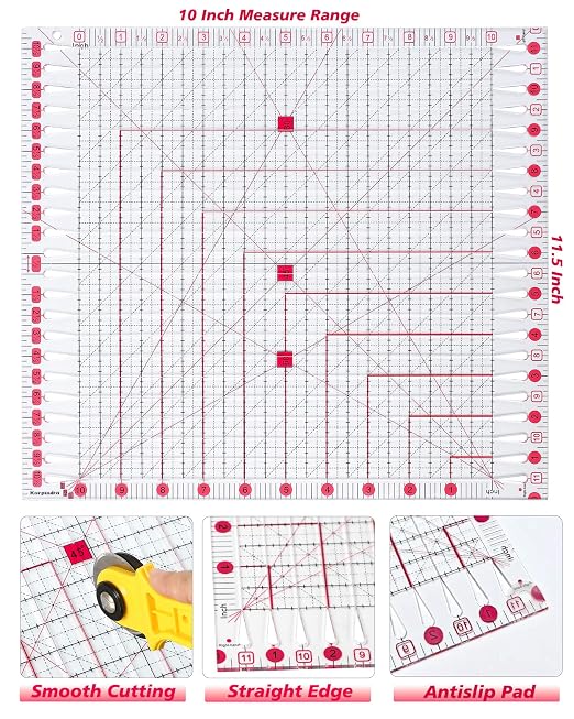 Quilting Ruler for Precise Fabric Cutting 11.5" x 10.5" Quilt Rulers Quilting - Image 2