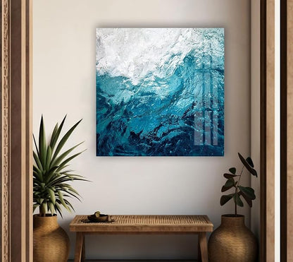My Photostation.com 30Wx24H'' Blue Waves Abstract Glass Wall ArtTempered Glass - Image 3