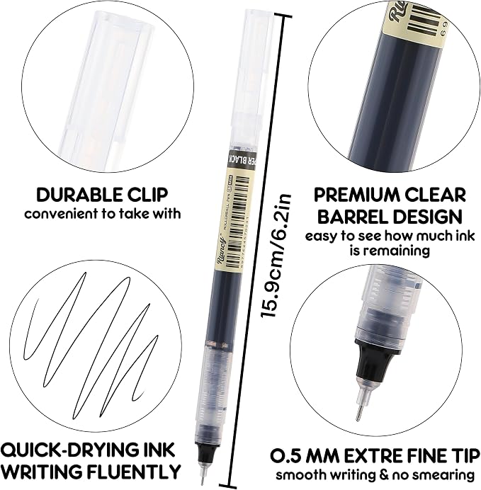 RIANCY Liquid Ink Rollerball Gel Pens, 0.5mm Extra Fine Point Tip, 24ct - Image 2